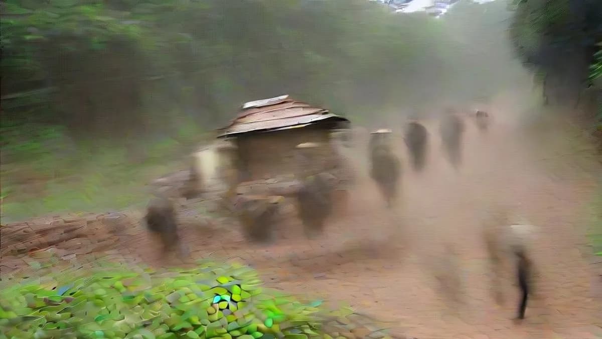 Police personnel investigating a crime scene in a rural Jharkhand village after a man was killed over witchcraft suspicions.
